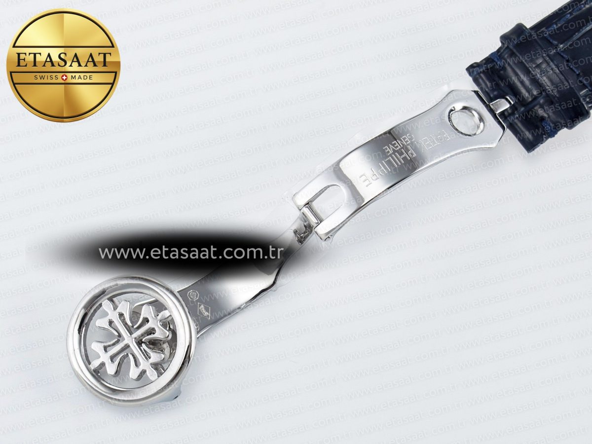 Patek Philippe Grand Complications 6102G Moon YLF SS Blue Dial Crystal Bezel on Blue Leather Strap A240 - Görsel 26