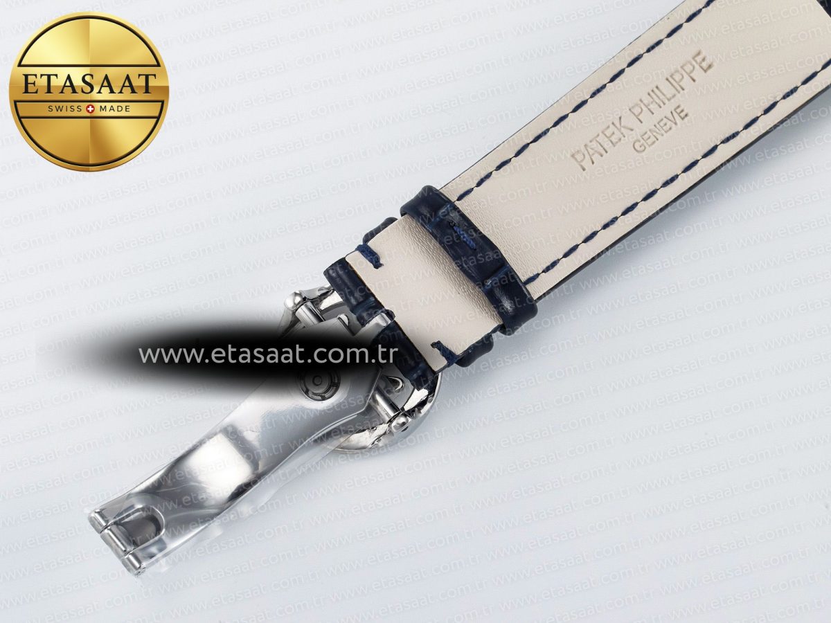 Patek Philippe Grand Complications 6102G Moon YLF SS Blue Dial Crystal Bezel on Blue Leather Strap A240 - Görsel 27