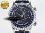 Patek Philippe Grand Complications 6102G Moon YLF SS Blue Dial Crystal Bezel on Blue Leather Strap A240 - Görsel 4