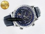 Patek Philippe Grand Complications 6102G Moon YLF SS Blue Dial Crystal Bezel on Blue Leather Strap A240 - Görsel 8