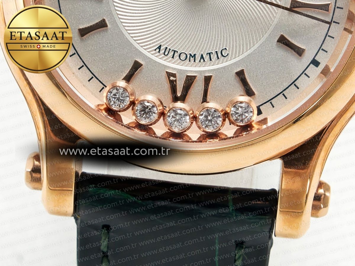 Chopard Happy Sports 30MM YF RG White Dial on Green Leather Strap A2892 - Görsel 12