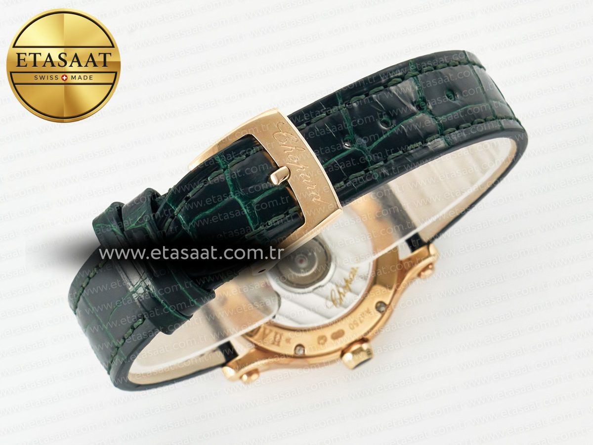 Chopard Happy Sports 30MM YF RG White Dial on Green Leather Strap A2892 - Görsel 15