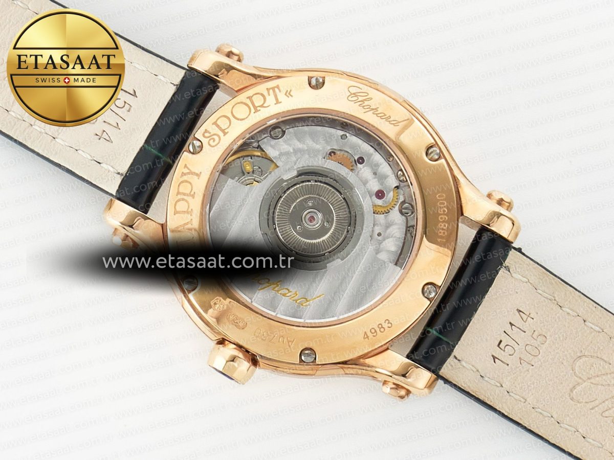 Chopard Happy Sports 30MM YF RG White Dial on Green Leather Strap A2892 - Görsel 16