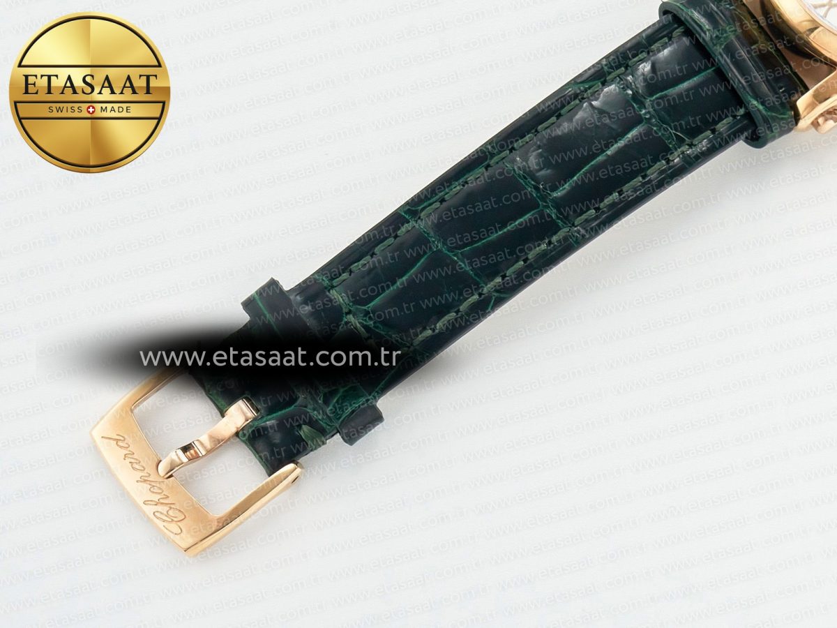 Chopard Happy Sports 30MM YF RG White Dial on Green Leather Strap A2892 - Görsel 20