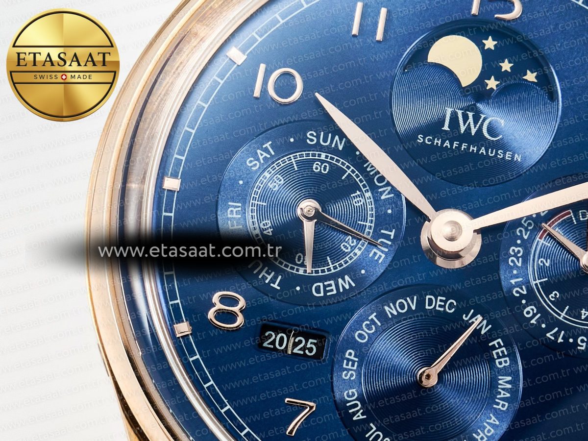 IWC IW5033 Portugieser Perpetual Calendar RG V9F 1:1 Best Edition Blue Dial on Black Leather Strap A52610 - Görsel 10