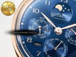 IWC IW5033 Portugieser Perpetual Calendar RG V9F 1:1 Best Edition Blue Dial on Black Leather Strap A52610 - Görsel 10