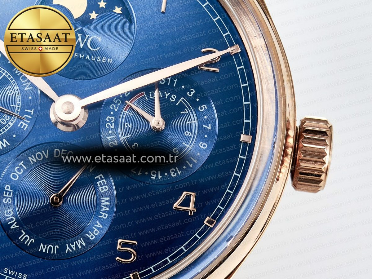 IWC IW5033 Portugieser Perpetual Calendar RG V9F 1:1 Best Edition Blue Dial on Black Leather Strap A52610 - Görsel 12