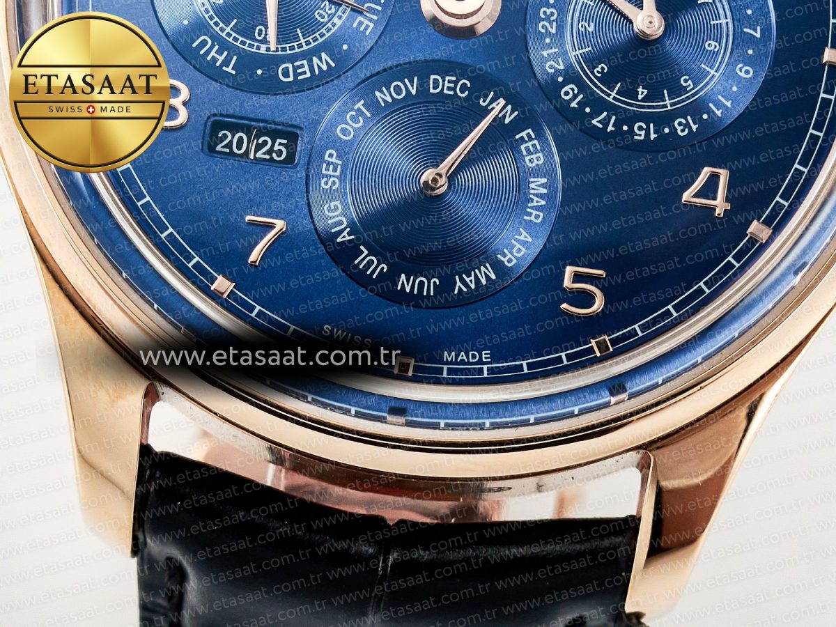IWC IW5033 Portugieser Perpetual Calendar RG V9F 1:1 Best Edition Blue Dial on Black Leather Strap A52610 - Görsel 13