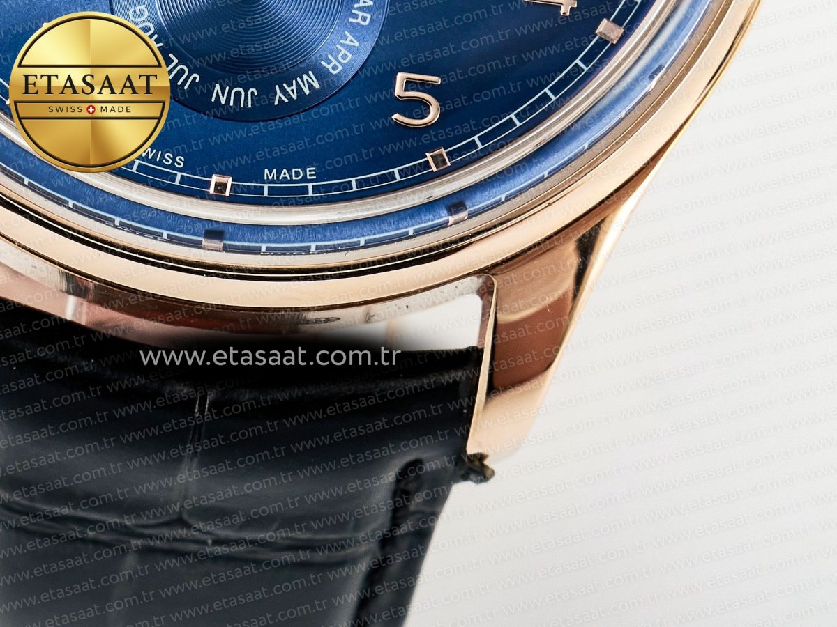 IWC IW5033 Portugieser Perpetual Calendar RG V9F 1:1 Best Edition Blue Dial on Black Leather Strap A52610 - Görsel 14