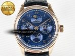 IWC IW5033 Portugieser Perpetual Calendar RG V9F 1:1 Best Edition Blue Dial on Black Leather Strap A52610 - Görsel 4