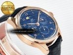 IWC IW5033 Portugieser Perpetual Calendar RG V9F 1:1 Best Edition Blue Dial on Black Leather Strap A52610 - Görsel 7