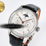IWC IW5033 Portugieser Perpetual Calendar SS V9F 1:1 Best Edition White Dial on Black Leather Strap A52610