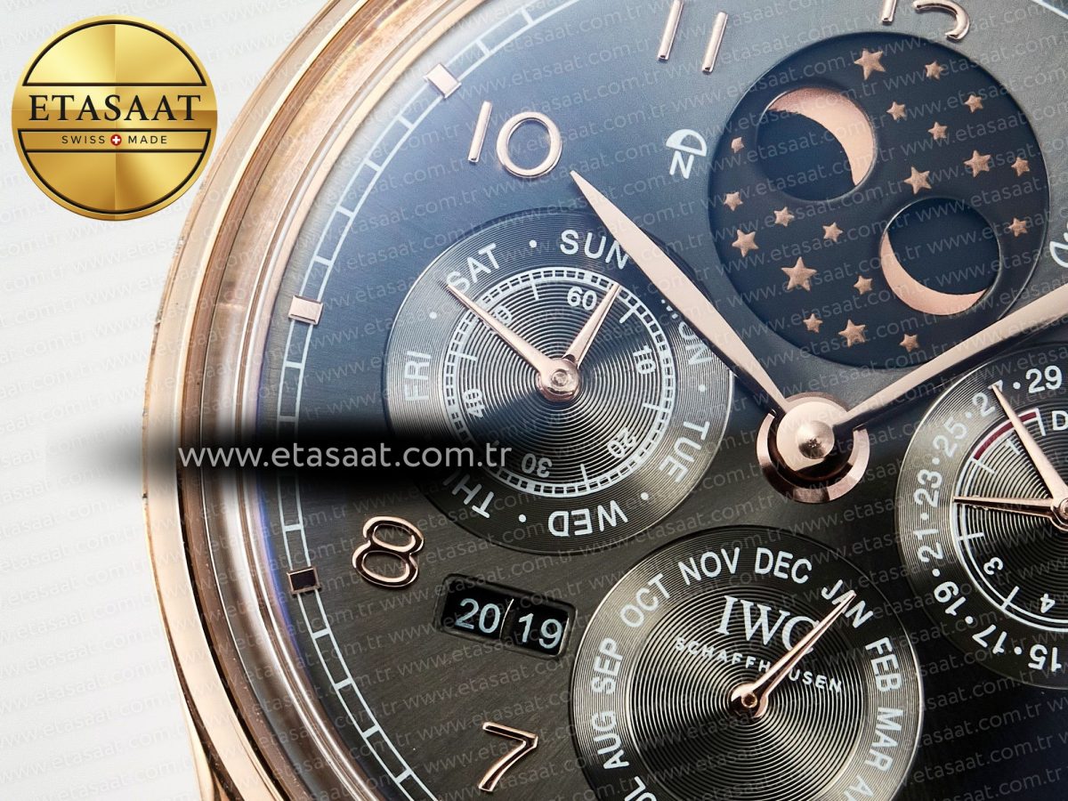 IWC IW5034 Portugieser Perpetual Calendar RG V9F 1:1 Best Edition Black Dial on Black Leather Strap A52610 - Görsel 10