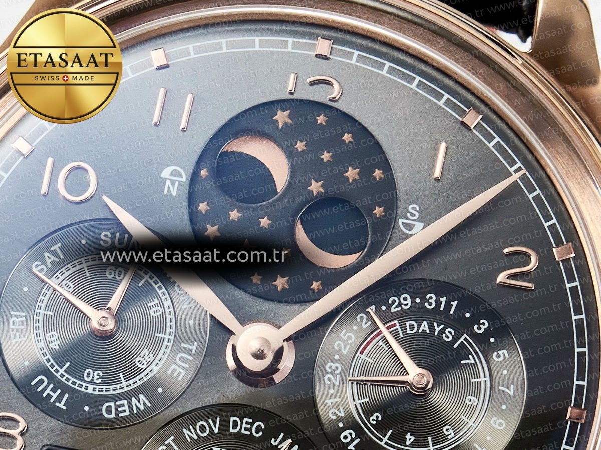 IWC IW5034 Portugieser Perpetual Calendar RG V9F 1:1 Best Edition Black Dial on Black Leather Strap A52610 - Görsel 11