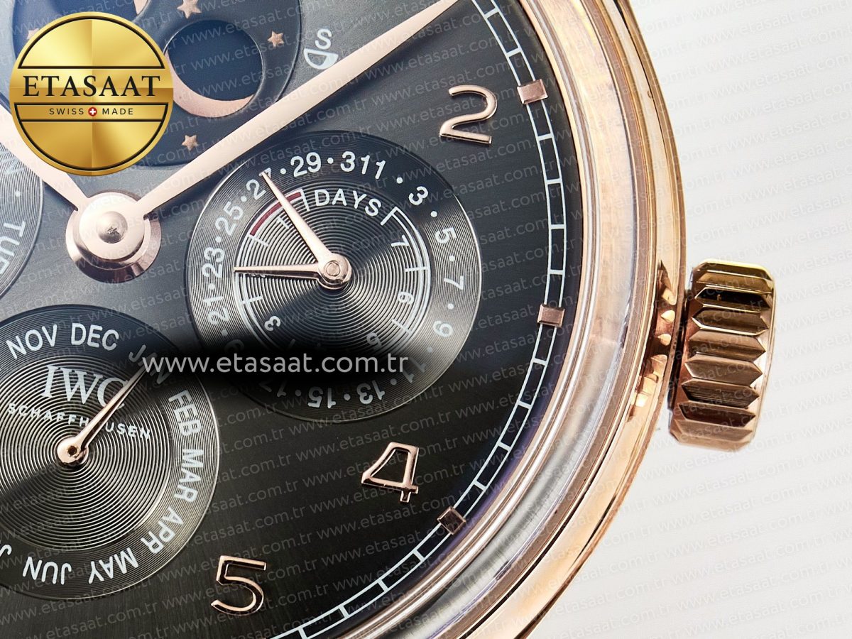 IWC IW5034 Portugieser Perpetual Calendar RG V9F 1:1 Best Edition Black Dial on Black Leather Strap A52610 - Görsel 12