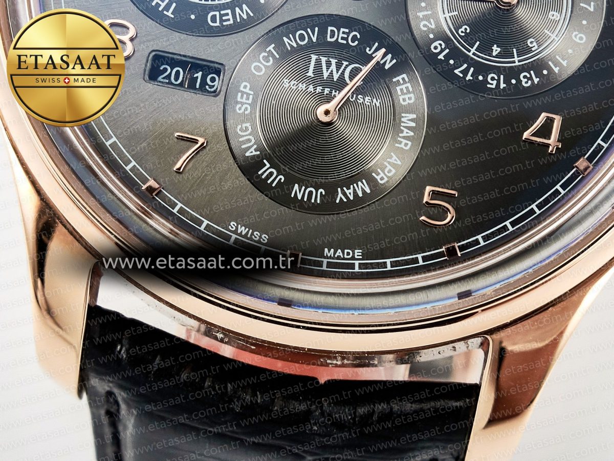 IWC IW5034 Portugieser Perpetual Calendar RG V9F 1:1 Best Edition Black Dial on Black Leather Strap A52610 - Görsel 13