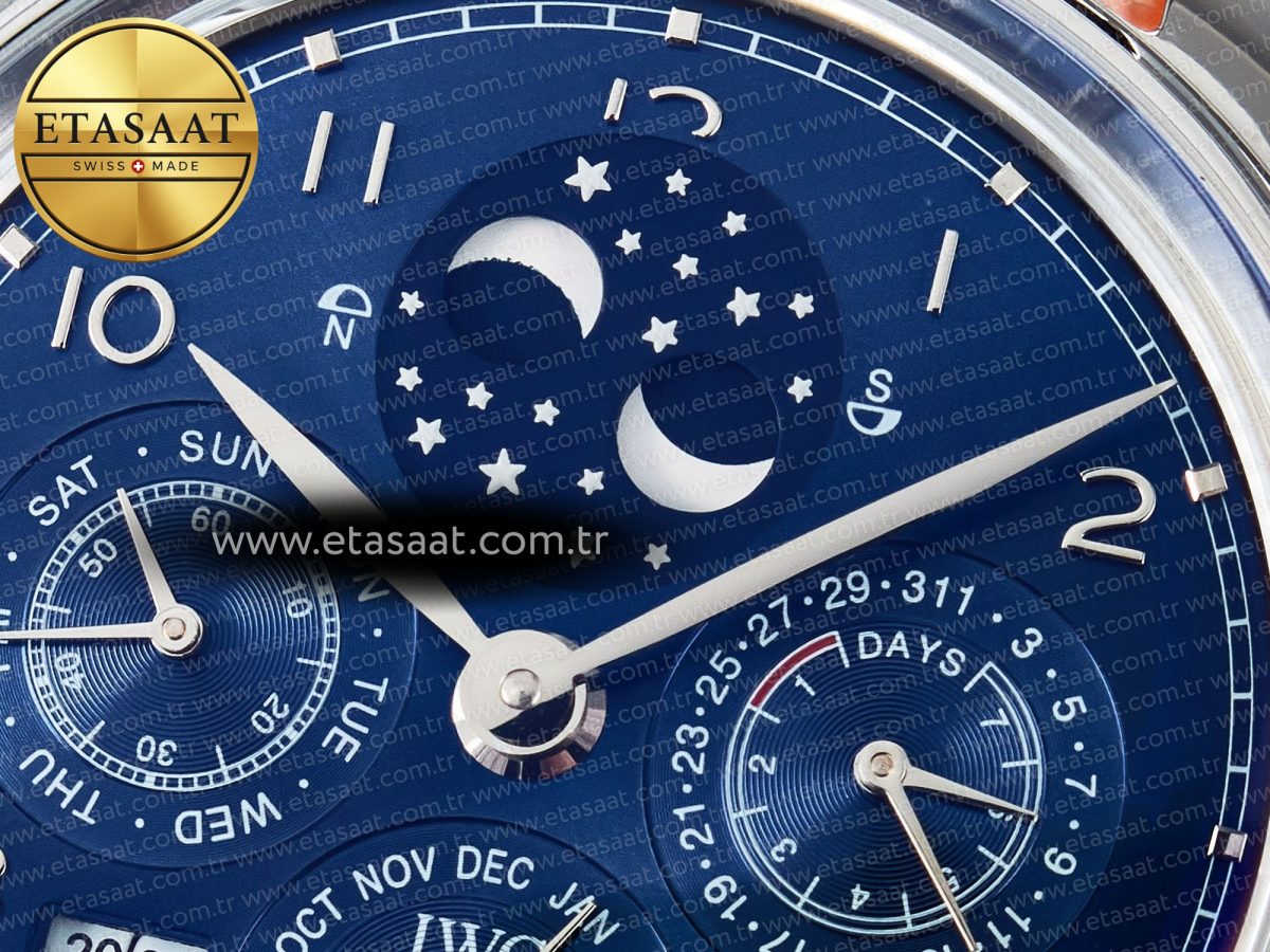 IWC IW5034 Portugieser Perpetual Calendar SS V9F 1:1 Best Edition Blue Dial on Black Leather Strap A52610 - Görsel 11