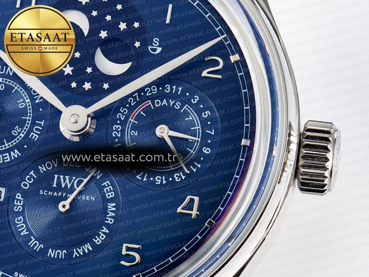 IWC IW5034 Portugieser Perpetual Calendar SS V9F 1:1 Best Edition Blue Dial on Black Leather Strap A52610 - Görsel 12