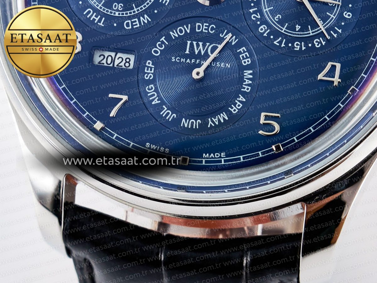 IWC IW5034 Portugieser Perpetual Calendar SS V9F 1:1 Best Edition Blue Dial on Black Leather Strap A52610 - Görsel 13