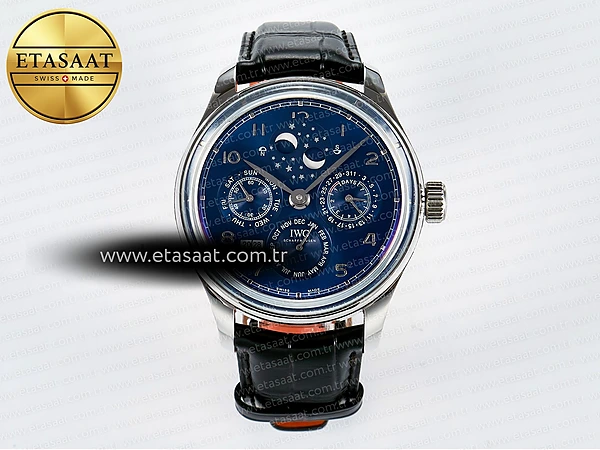 IWC IW5034 Portugieser Daimi Takvim V9F Mavi A52610 Eta Saat - 1:1 Süper Klon Replika Saat