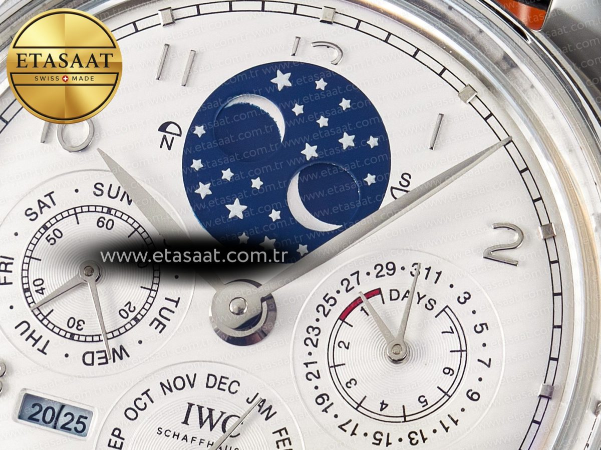 IWC IW5034 Portugieser Perpetual Calendar SS V9F 1:1 Best Edition White Dial on Black Leather Strap A52610 - Görsel 11