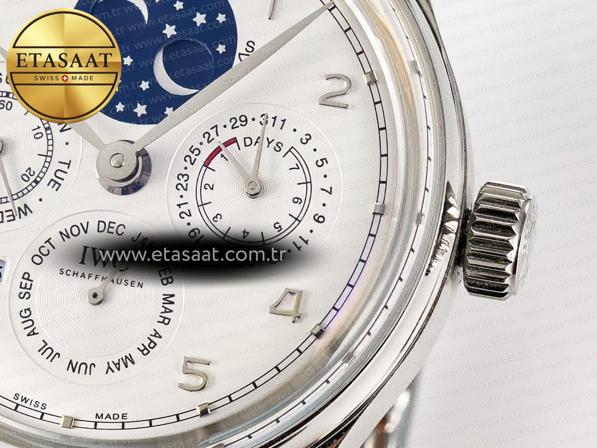 IWC IW5034 Portugieser Perpetual Calendar SS V9F 1:1 Best Edition White Dial on Black Leather Strap A52610 - Görsel 12