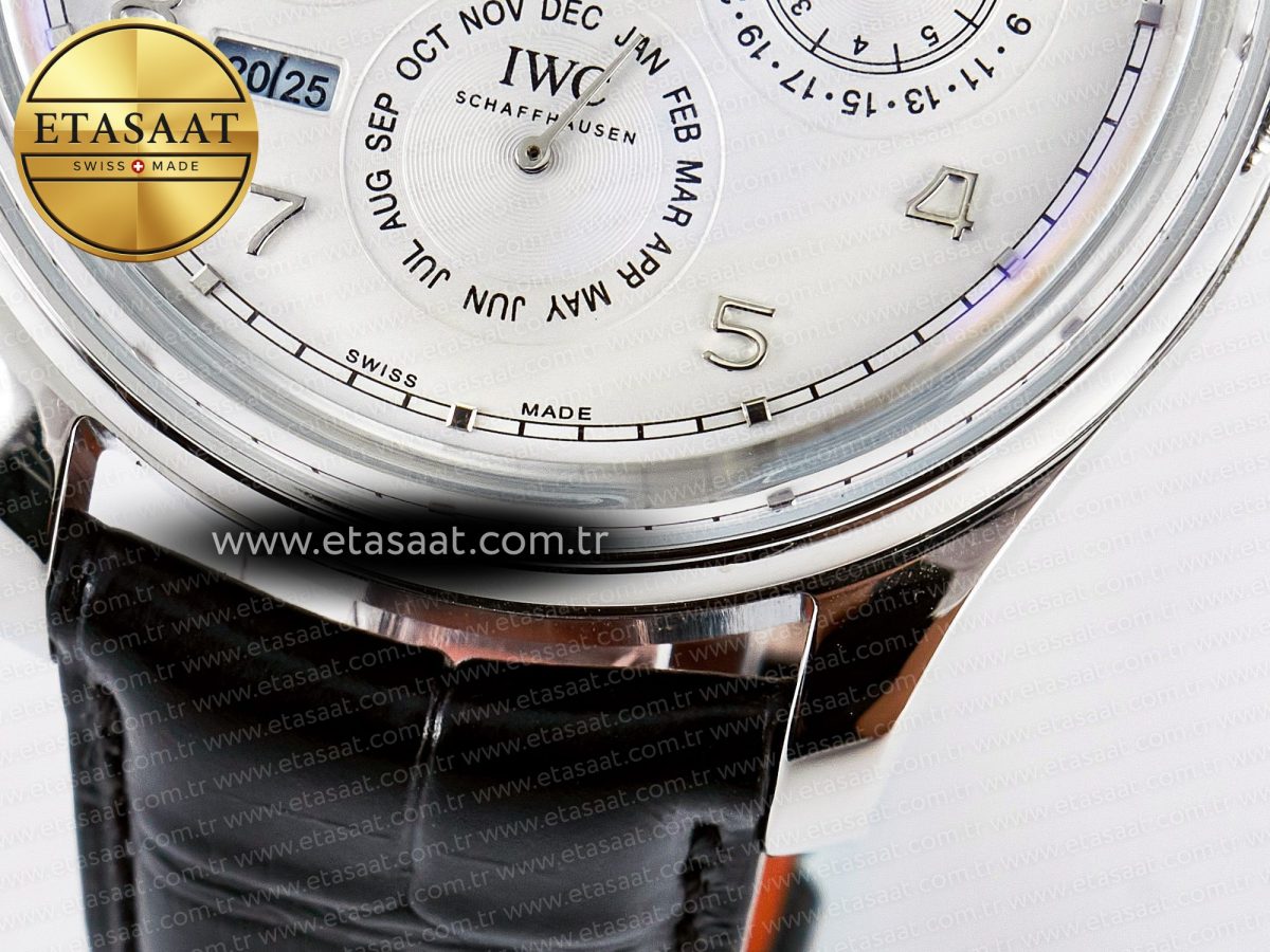 IWC IW5034 Portugieser Perpetual Calendar SS V9F 1:1 Best Edition White Dial on Black Leather Strap A52610 - Görsel 13