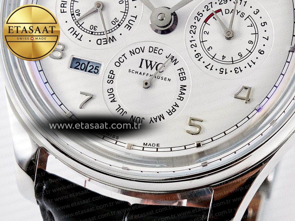 IWC IW5034 Portugieser Perpetual Calendar SS V9F 1:1 Best Edition White Dial on Black Leather Strap A52610 - Görsel 14