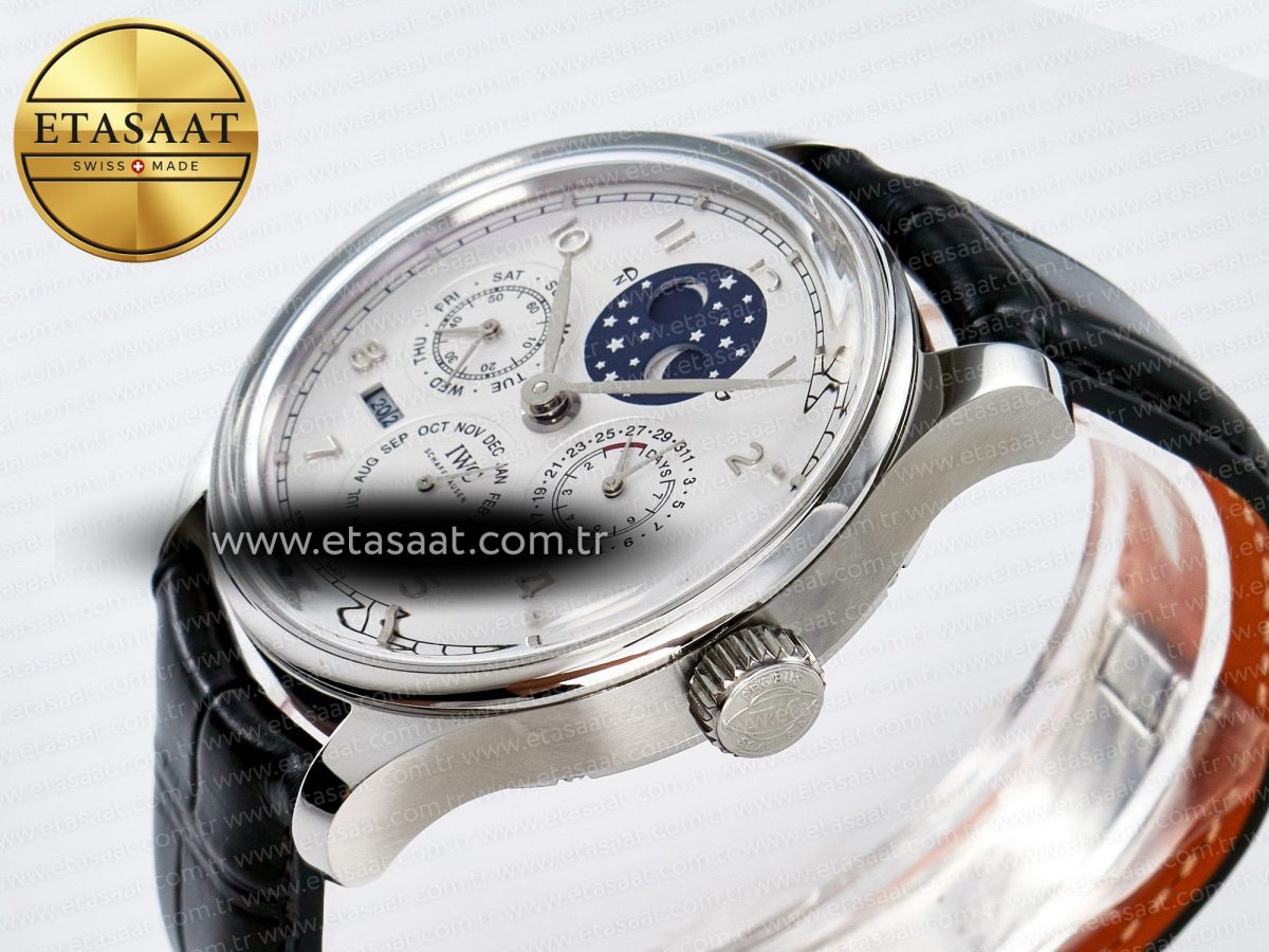 IWC IW5034 Portugieser Perpetual Calendar SS V9F 1:1 Best Edition White Dial on Black Leather Strap A52610 - Görsel 6