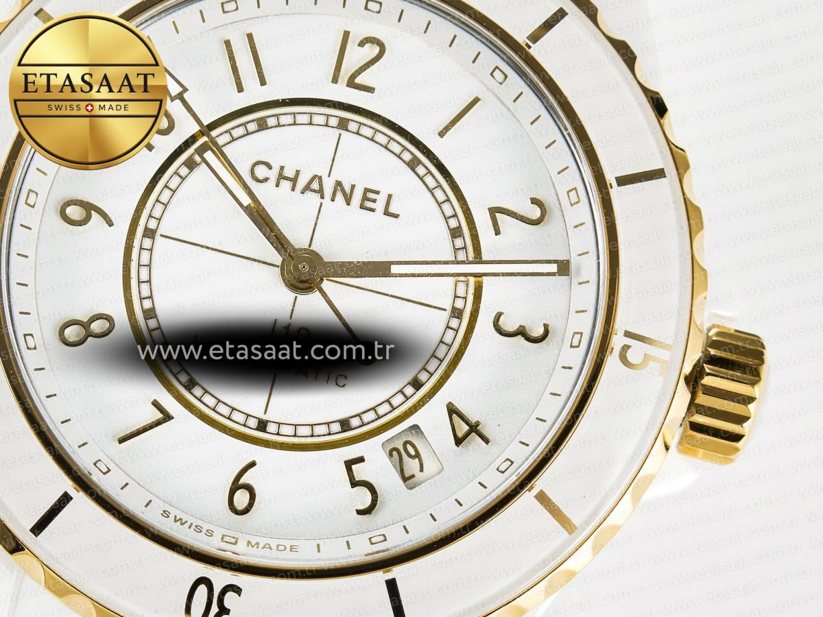Chanel J13 38mm YG White Ceramic BVF 1:1 Best Edition White Dial on Bracelet A12.1 - Görsel 11
