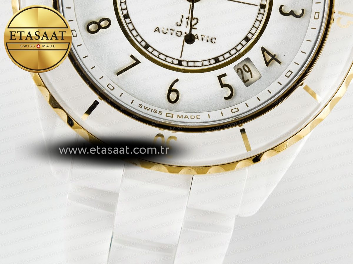 Chanel J13 38mm YG White Ceramic BVF 1:1 Best Edition White Dial on Bracelet A12.1 - Görsel 12