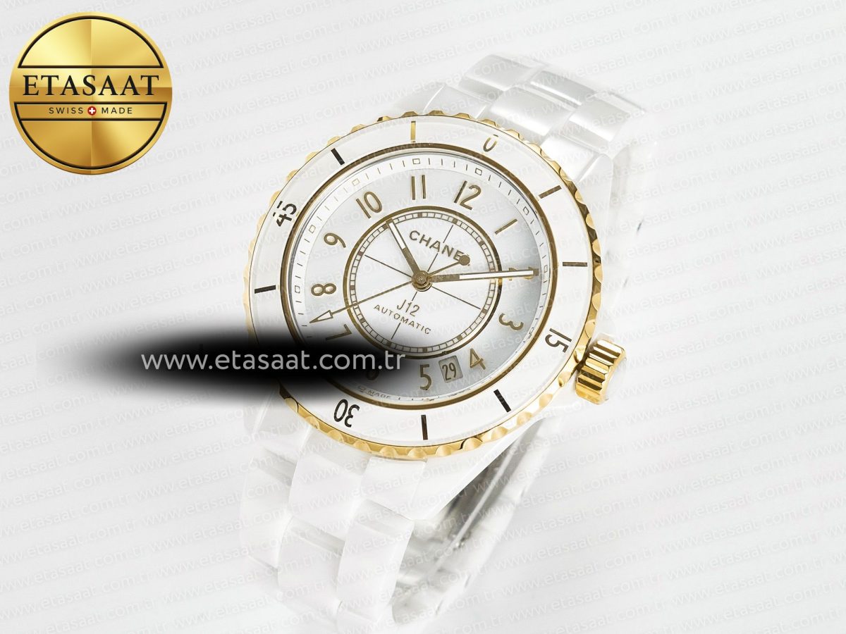 Chanel J13 38mm YG White Ceramic BVF 1:1 Best Edition White Dial on Bracelet A12.1 - Görsel 2