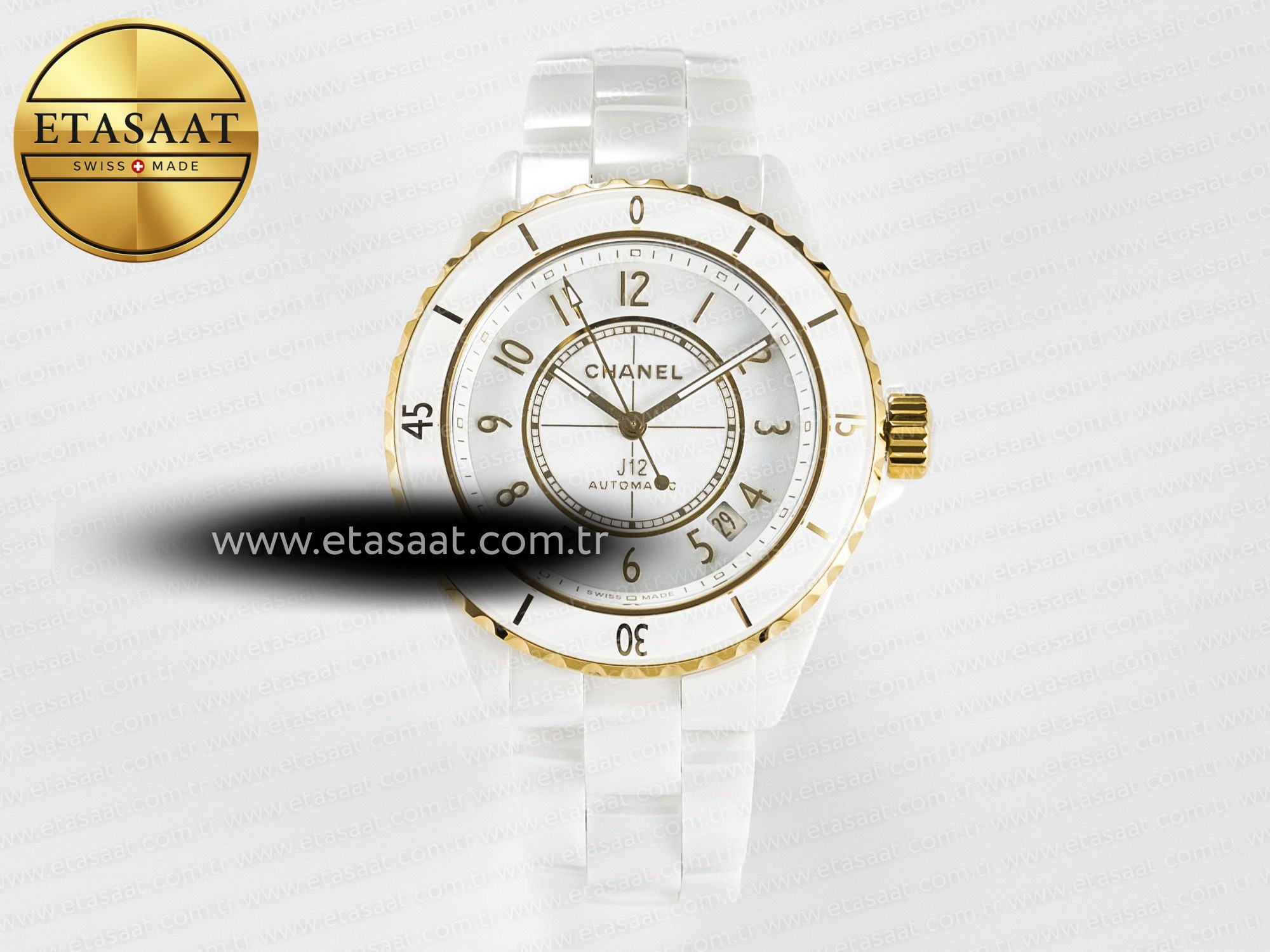 Chanel J13 38mm YG Beyaz Seramik Bvf Kadran A12.1 Eta Saat - 1:1 Süper Klon Replika Saat Chanel J13 38mm YG Beyaz Seramik Bvf Kadran A12.1 Eta Saat - 1:1 Süper Klon Replika Saat