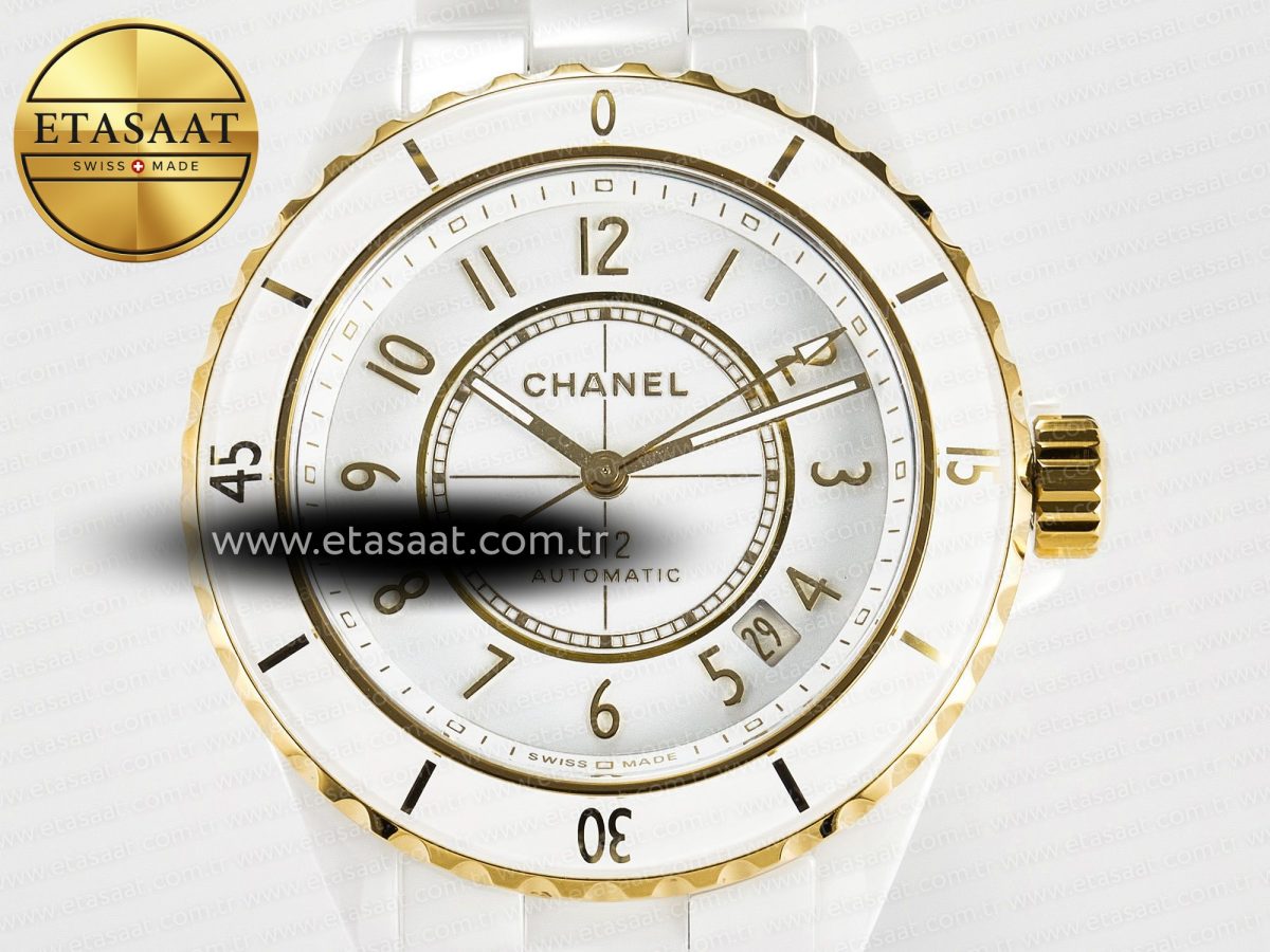 Chanel J13 38mm YG White Ceramic BVF 1:1 Best Edition White Dial on Bracelet A12.1 - Görsel 4