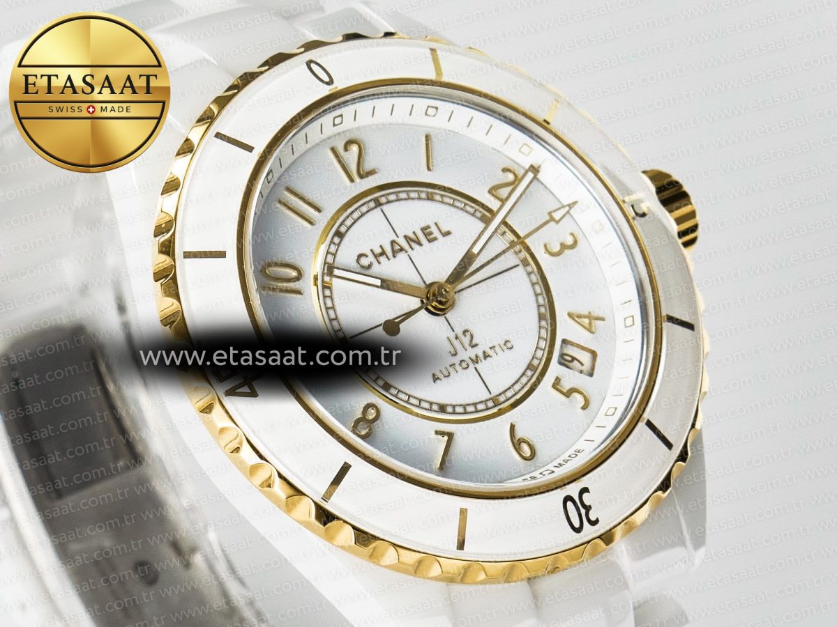 Chanel J13 38mm YG White Ceramic BVF 1:1 Best Edition White Dial on Bracelet A12.1 - Görsel 5