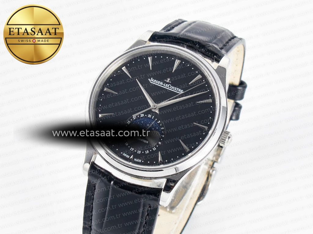 master ultra thin moon 1368420 ss zf 11 best edition black dial on black leather strap sa925 super clone1
