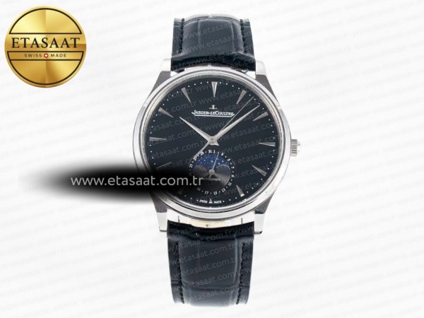 Jaeger-LeCoultre Master Ultra Thin Moon 1368420 Siyah SA925 Eta Saat - 1:1 Süper Klon Replika Saat