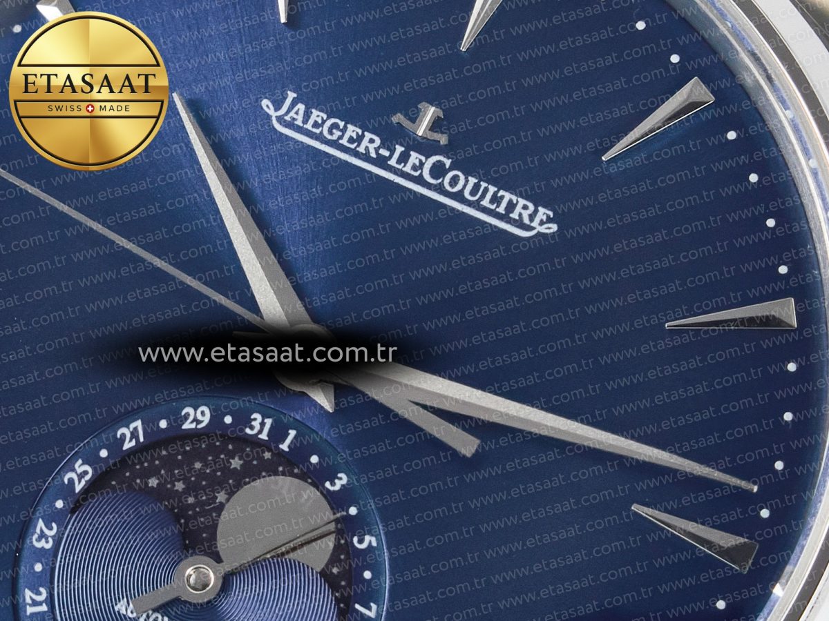 Jaeger Lecoultre Master Ultra Thin Moon 1368420 SS Z+F 1:1 Best Edition Blue Dial on Black Leather Strap SA925 Super Clone - Görsel 10