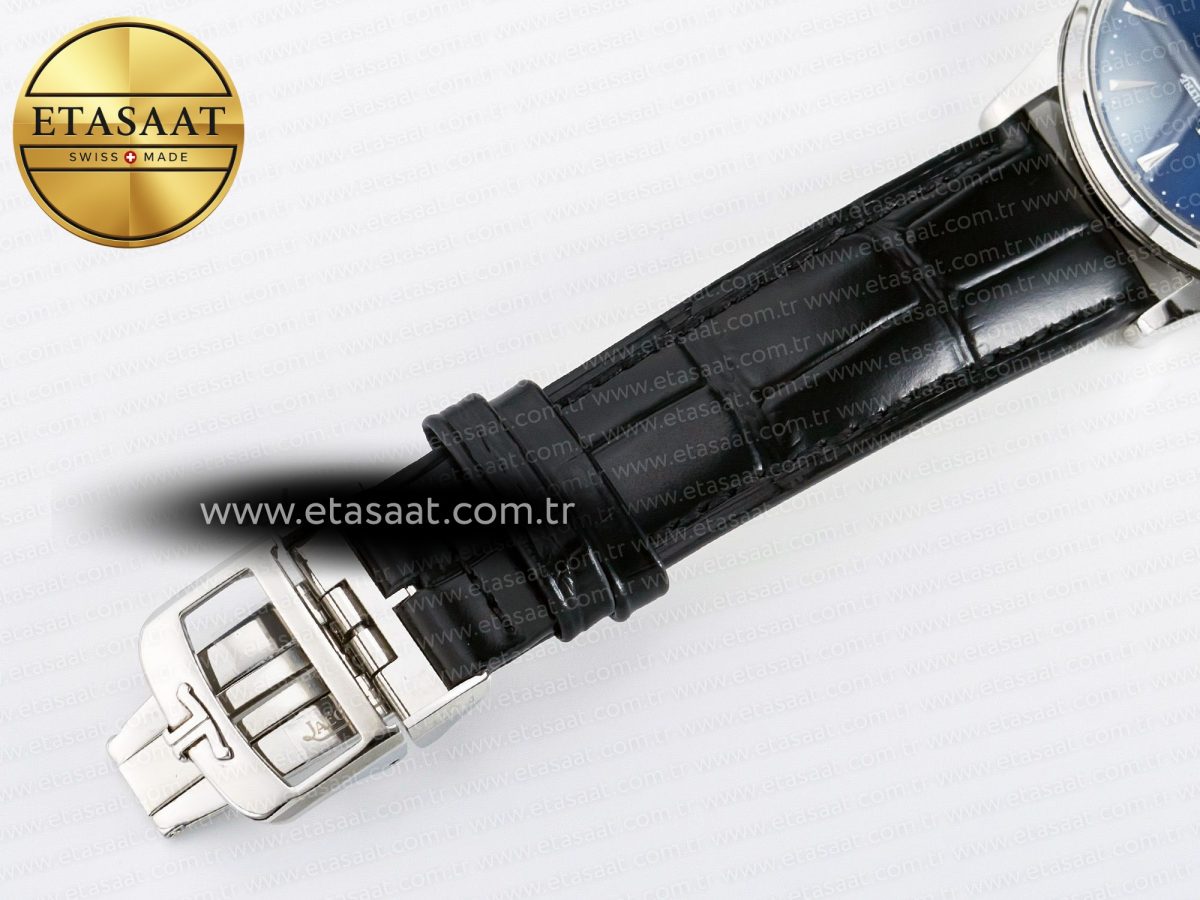 Jaeger Lecoultre Master Ultra Thin Moon 1368420 SS Z+F 1:1 Best Edition Blue Dial on Black Leather Strap SA925 Super Clone - Görsel 25