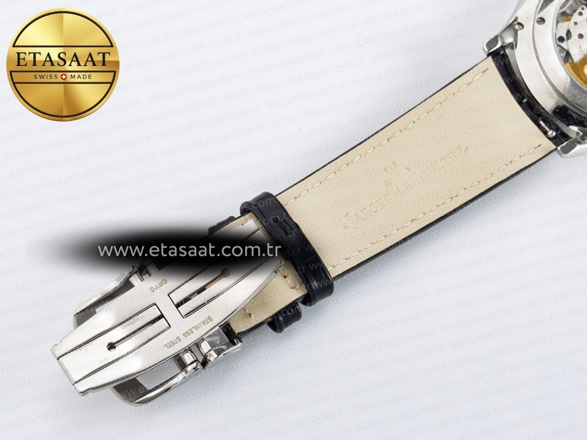 Jaeger Lecoultre Master Ultra Thin Moon 1368420 SS Z+F 1:1 Best Edition Blue Dial on Black Leather Strap SA925 Super Clone - Görsel 26
