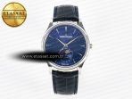 Jaeger Lecoultre Master Ultra Thin Moon 1368420 SS Z+F 1:1 Best Edition Blue Dial on Black Leather Strap SA925 Super Clone - Görsel 3