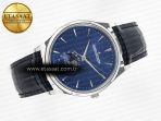 Jaeger Lecoultre Master Ultra Thin Moon 1368420 SS Z+F 1:1 Best Edition Blue Dial on Black Leather Strap SA925 Super Clone - Görsel 8