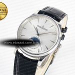 Jaeger Lecoultre Master Ultra Thin Moon 1368420 SS Z+F 1:1 Best Edition White Dial on Black Leather Strap SA925 Super Clone