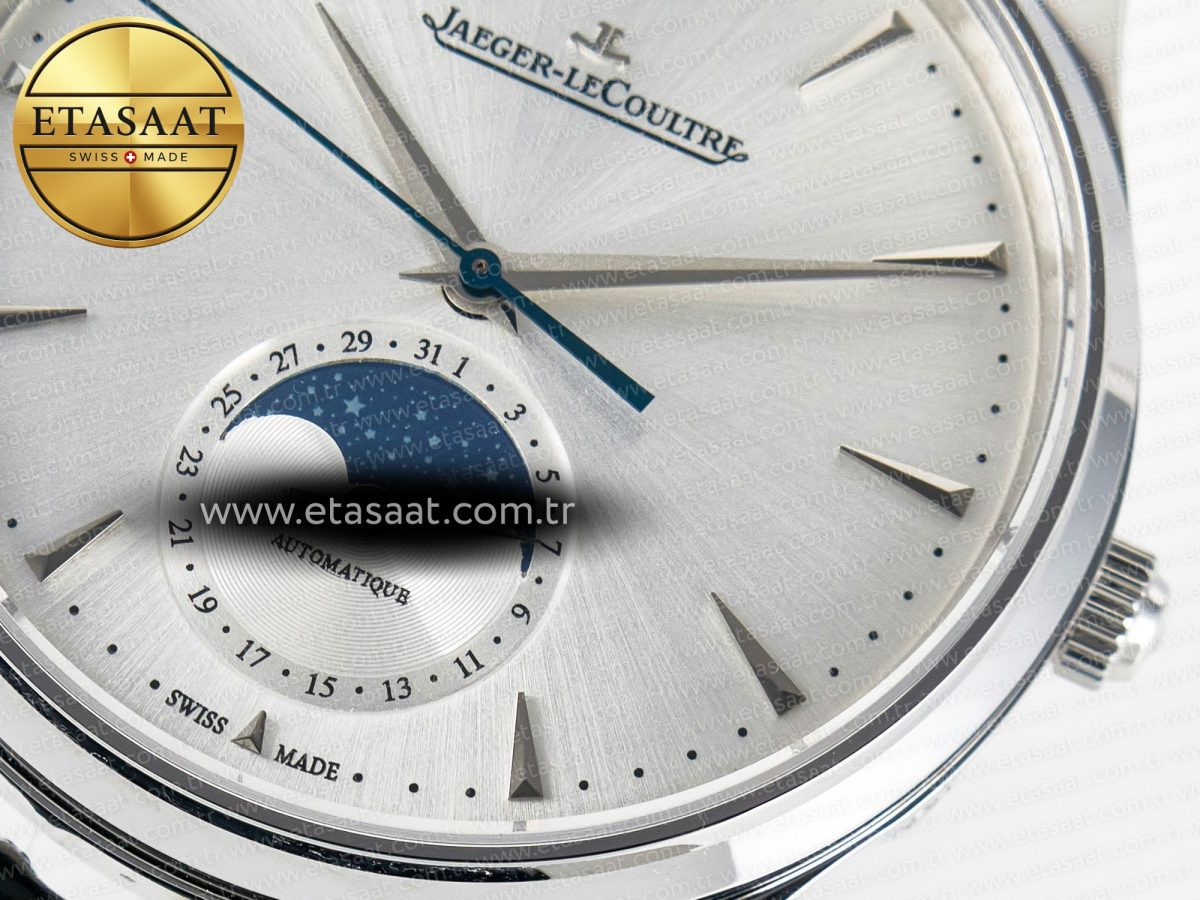 Jaeger Lecoultre Master Ultra Thin Moon 1368420 SS Z+F 1:1 Best Edition White Dial on Black Leather Strap SA925 Super Clone - Görsel 11
