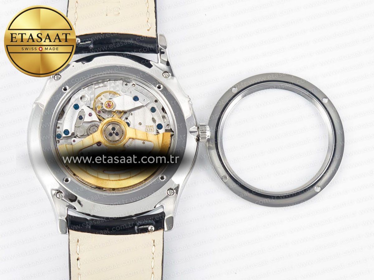 Jaeger Lecoultre Master Ultra Thin Moon 1368420 SS Z+F 1:1 Best Edition White Dial on Black Leather Strap SA925 Super Clone - Görsel 16