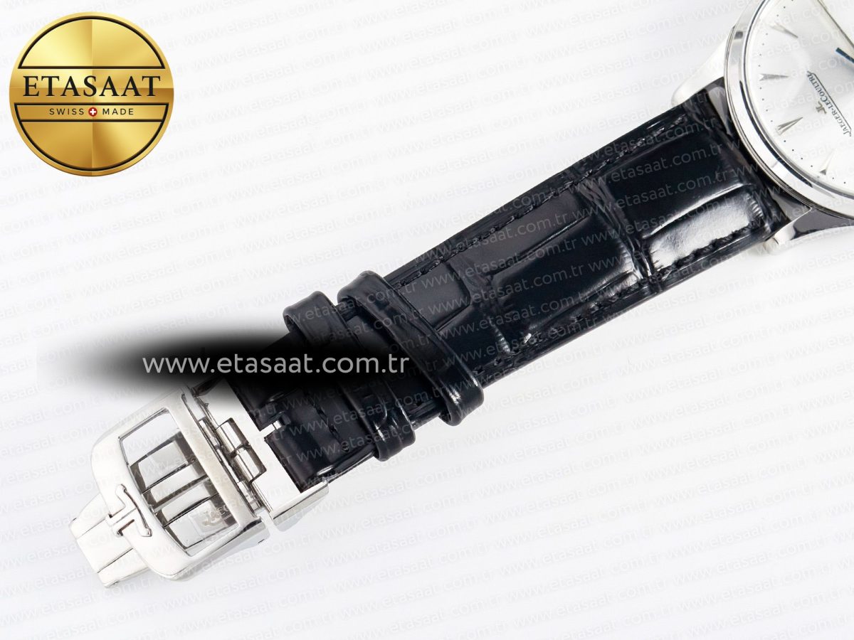 Jaeger Lecoultre Master Ultra Thin Moon 1368420 SS Z+F 1:1 Best Edition White Dial on Black Leather Strap SA925 Super Clone - Görsel 25