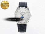 Jaeger Lecoultre Master Ultra Thin Moon 1368420 SS Z+F 1:1 Best Edition White Dial on Black Leather Strap SA925 Super Clone - Görsel 3