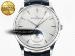 Jaeger Lecoultre Master Ultra Thin Moon 1368420 SS Z+F 1:1 Best Edition White Dial on Black Leather Strap SA925 Super Clone - Görsel 4