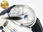 Jaeger Lecoultre Master Ultra Thin Moon 1368420 SS Z+F 1:1 Best Edition White Dial on Black Leather Strap SA925 Super Clone - Görsel 7