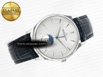 Jaeger Lecoultre Master Ultra Thin Moon 1368420 SS Z+F 1:1 Best Edition White Dial on Black Leather Strap SA925 Super Clone - Görsel 8